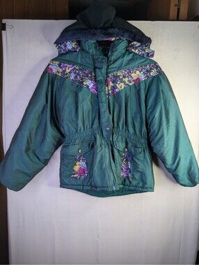 Vintage green puff jacket size 14 girls